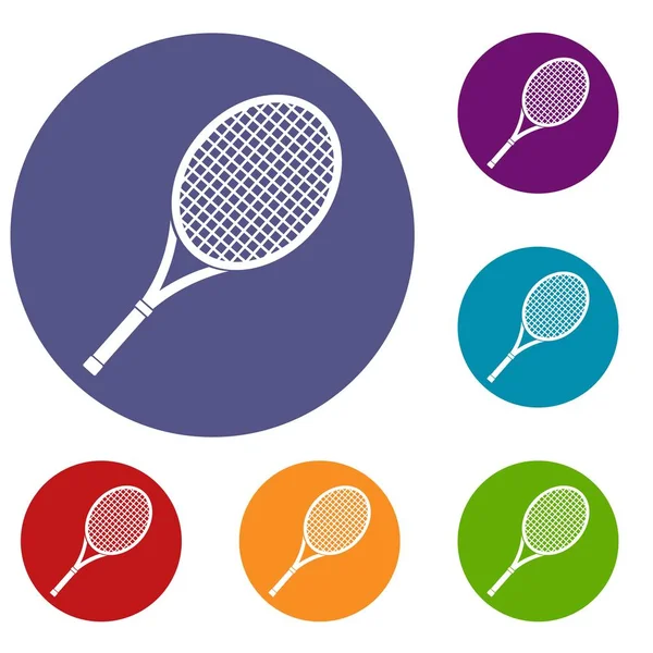 Conjunto de iconos de raqueta de tenis — Vector de stock