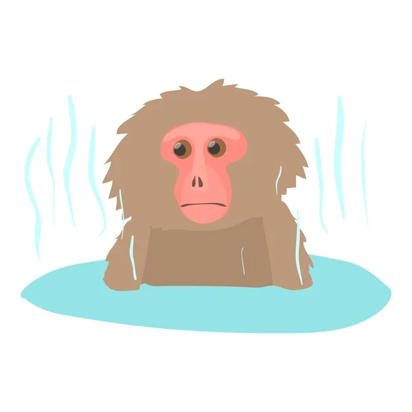 Monkey bathe icon, cartoon style — Stock Vector