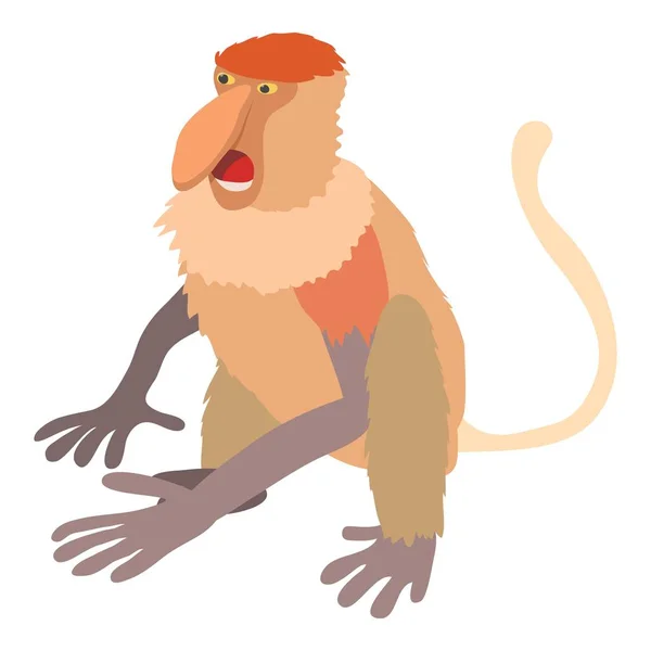 Nasalis monkey icon, cartoon style — Stock Vector