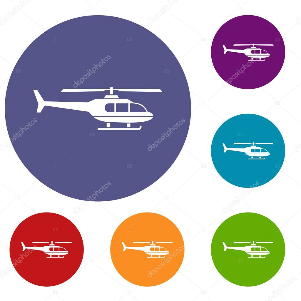 Military helicopter icons set