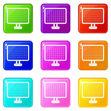 Bilgisayar monitör simgeleri 9 kümesi