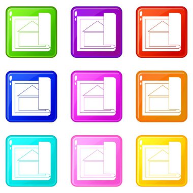 Bina planı 9 Icons set