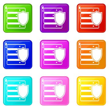 Kalkan simgeler 9 ayarlanmış veritabanı