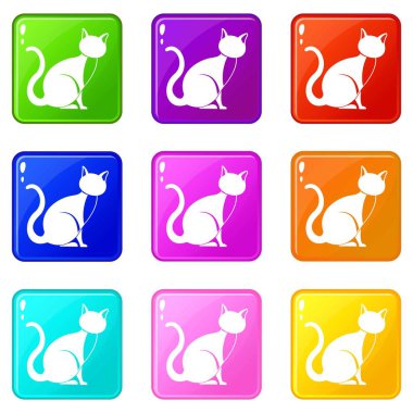Kara kedi 9 Icons set