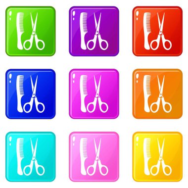 Makas ve tarak Icons 9 set