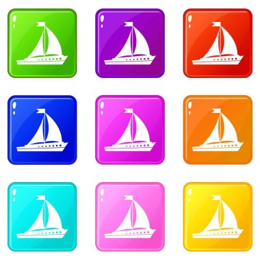 Yelken gemi Icons 9 set