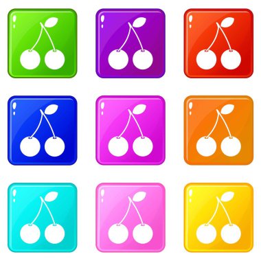 İki Olgun Kiraz meyveleri simgeler 9 ayarla