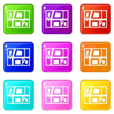 Taksi Icons 9 set coğrafi konumu