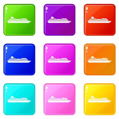 Cruise liner Icons 9 set