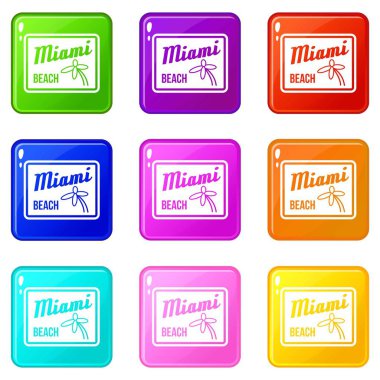 Miami beach Icons 9 set
