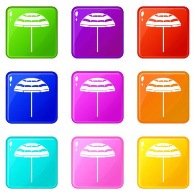 Plaj şemsiye simgeler 9 seti