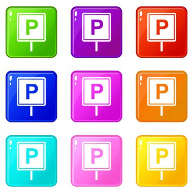 Park işareti Icons 9 set