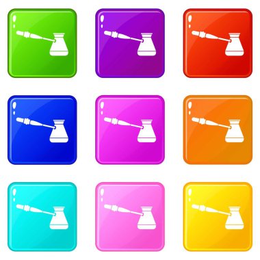 Kahve cezve Icons 9 set