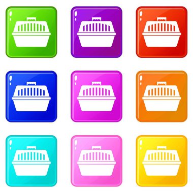 Evde beslenen hayvan taşıma durum Icons 9 set