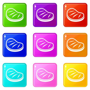 Sığır eti biftek Icons 9 set