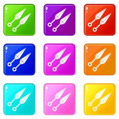 Ninja silah kunai Icons 9 set