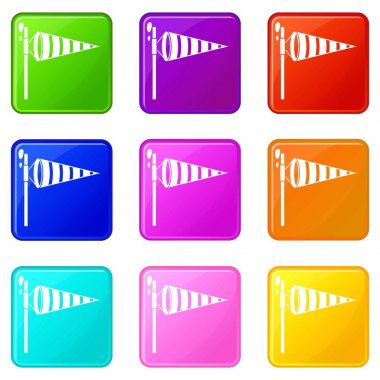 Rüzgar Icons 9 set tarafından şişirilmiş meteoroloji Rüzgar gülü