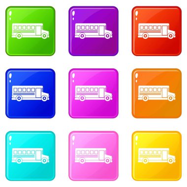Okul otobüsü 9 Icons set