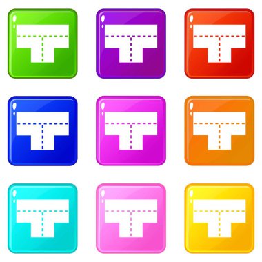 Tshaped kavşak Icons 9 set
