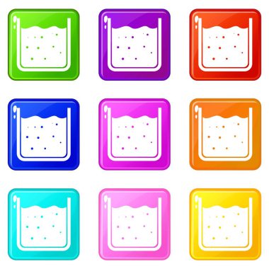 Kabı sıvı simgeler 9 set ile dolu