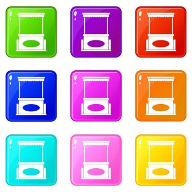 Sokak kiosk Icons 9 set