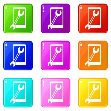 Simgeler 9 ayarlanan tamir telefon