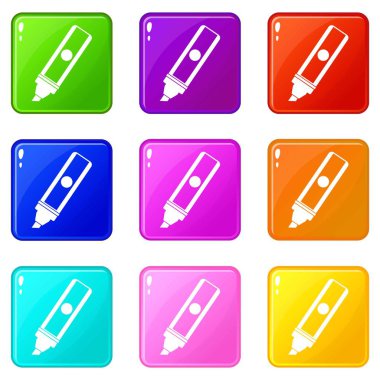 Kalıcı marker Icons 9 set