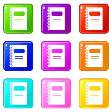 Set kapalı spiral defter simgeleri 9