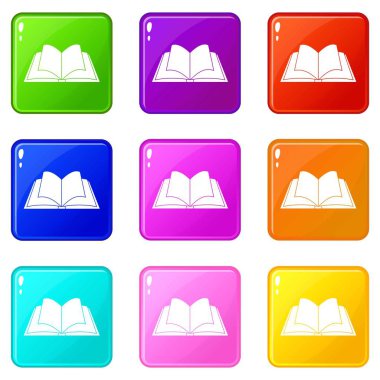 Icons 9 set çırpınan sayfaları ile açık kitap