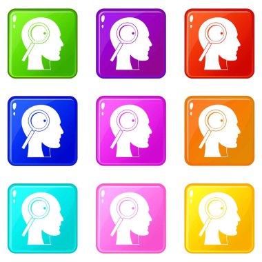 Büyüteç baş Icons 9 ayarla