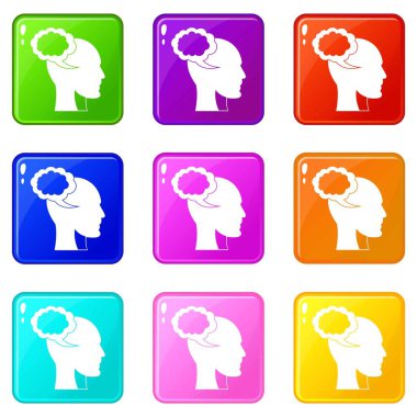 Konuşma balonu insan kafa simgeleri 9 ile ayarla