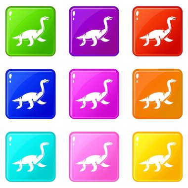 Elasmosaurine dinozor Icons 9 set