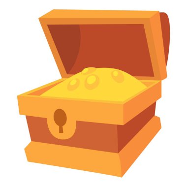 Bir sandık dolusu altın simgesi, karikatür tarzı