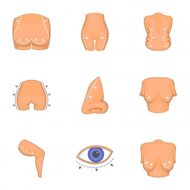 Plastik cerrahi Icons set, karikatür tarzı