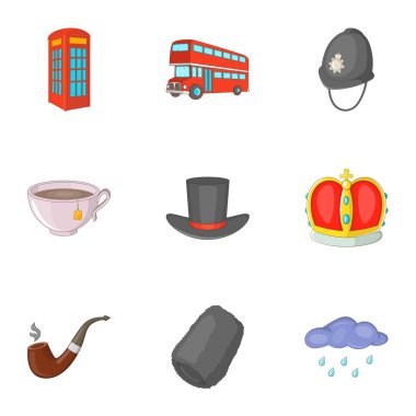 Amerika Birleşik Devletleri seyahat Icons set, karikatür tarzı