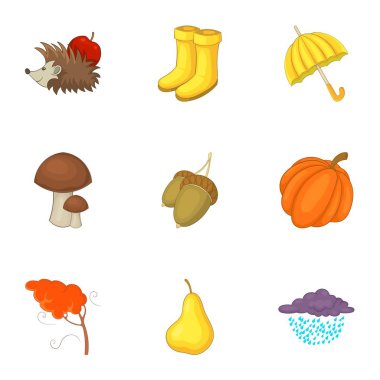 Sonbahar zaman simgeleri ayarla, tarzı çizgi film