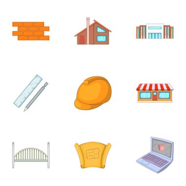İnşaat Icons set, karikatür tarzı