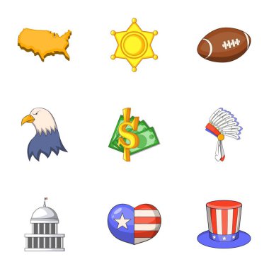 Amerikan Icons set, karikatür tarzı