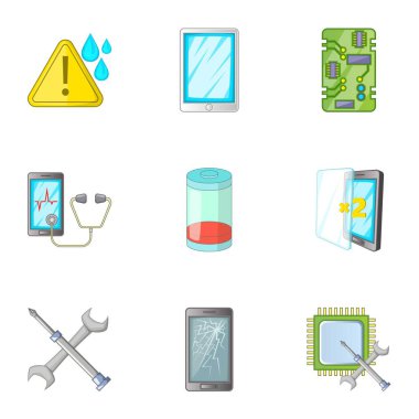 Telefon tanılama Icons set, karikatür tarzı