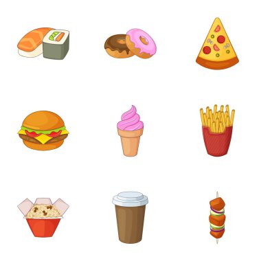 Restoran gıda Icons set, karikatür tarzı