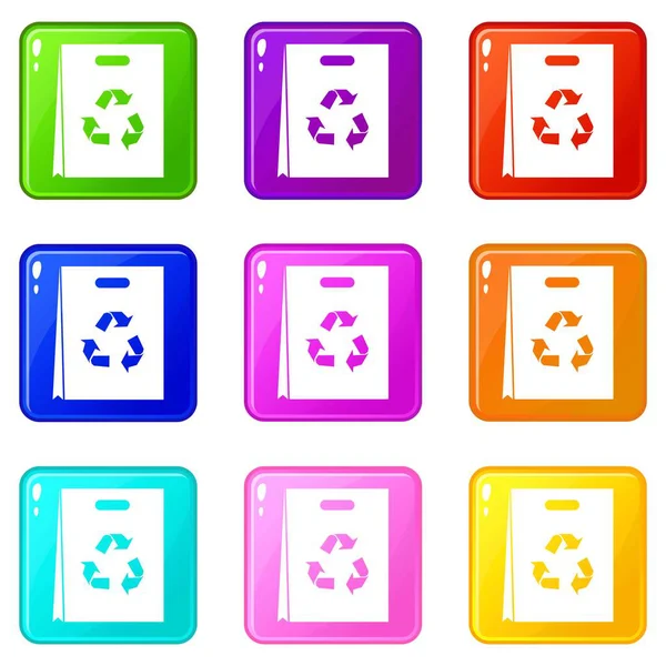 Paquete de reciclaje iconos 9 conjunto — Vector de stock