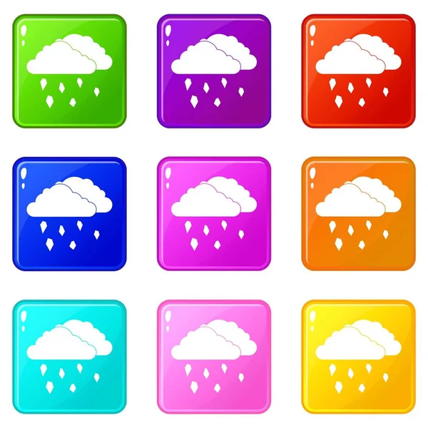 Clouds and hail icons 9 set — Stock Vector