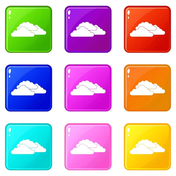 Nubes iconos 9 conjunto — Archivo Imágenes Vectoriales