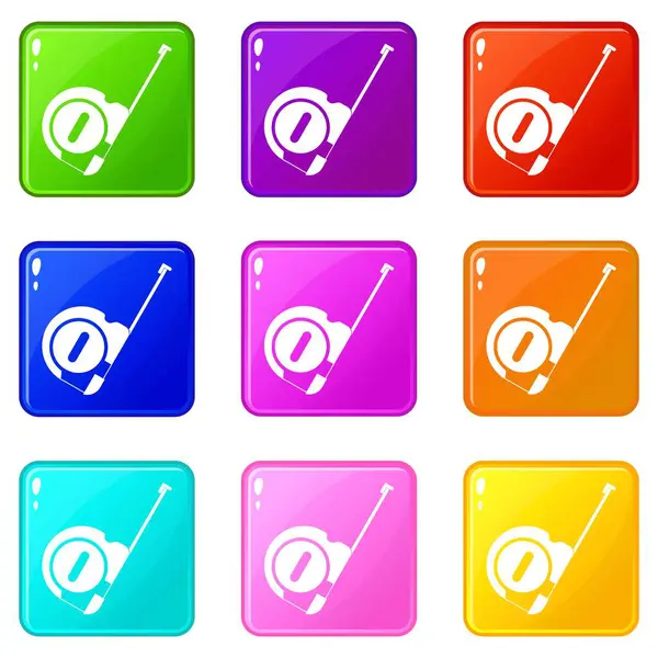 Roulette construction icons 9 set — Stock Vector