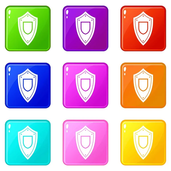 Shield icons 9 set — Stock Vector