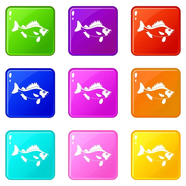 Fisch-Symbole 9 Set — Stockvektor