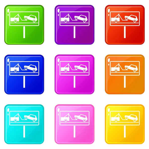 Aucun panneau de stationnement icônes 9 ensemble — Image vectorielle