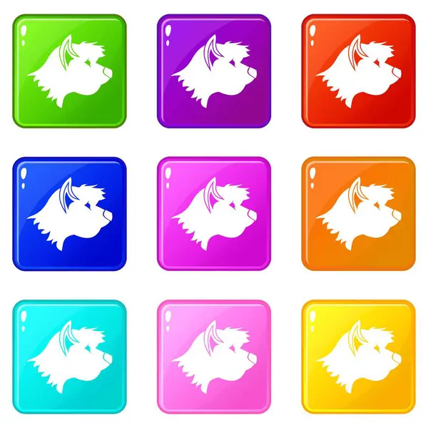 Terrier dog icons 9 set — Stock Vector