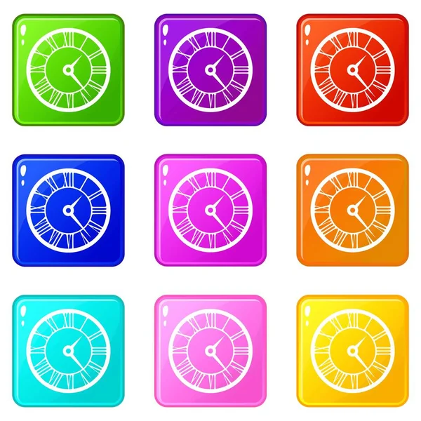 Uhr Icons 9 set — Stockvektor