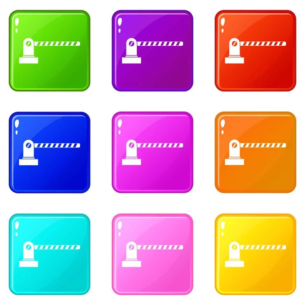 Park bariyer Icons 9 set — Stok Vektör